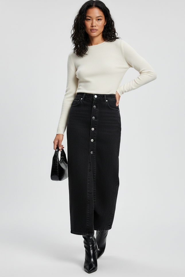Jupe Longue En Jeans Noir