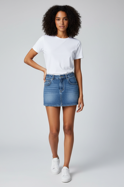 Jupe Jean Mini Bleu Décontractée