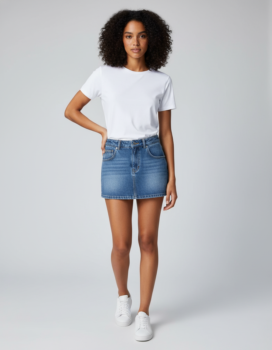 Jupe Jean Mini Bleu Décontractée