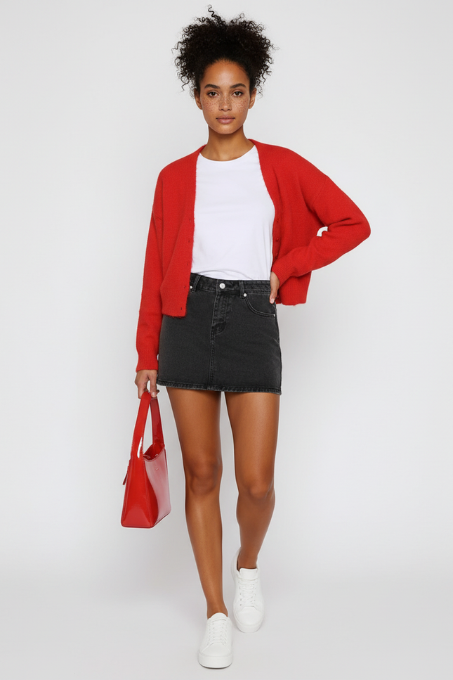 Jupe Jean Taille Haute Noire Décontractée