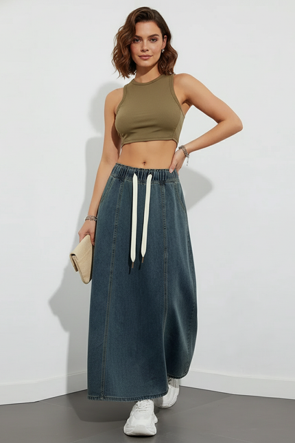 Jupe Jean Longue Délavée Y2K