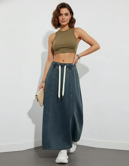 Jupe Jean Longue Délavée Y2K