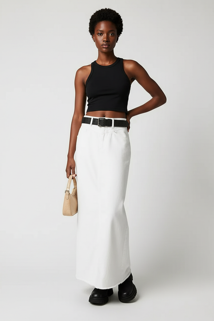 Jupe En Jeans Longue Sans Fente