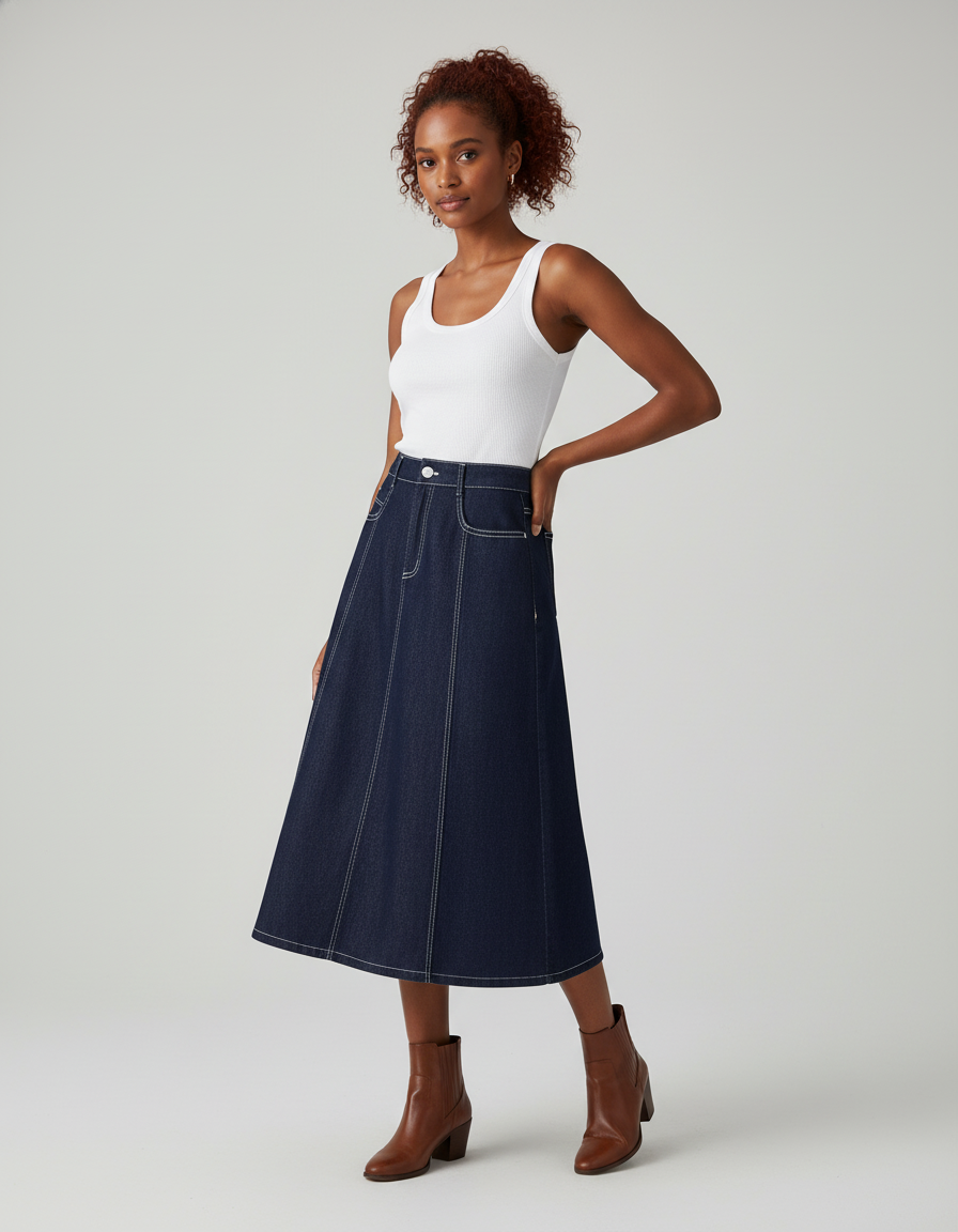 Jupe En Jean Bleu Brut