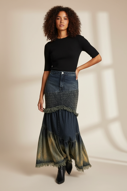 Jupe Jean Patchwork Dégradée Bohème