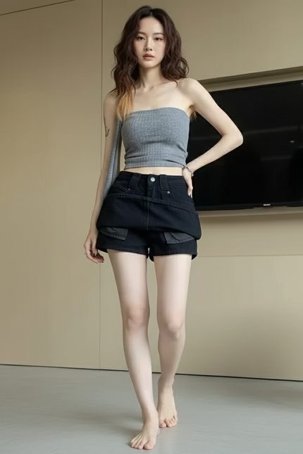 Jupe Short En Jean Noir