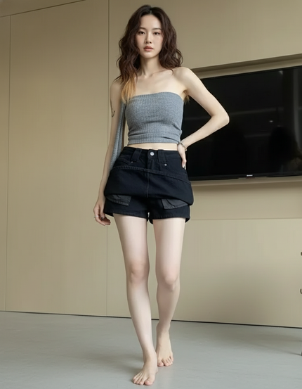 Jupe Short En Jean Noir