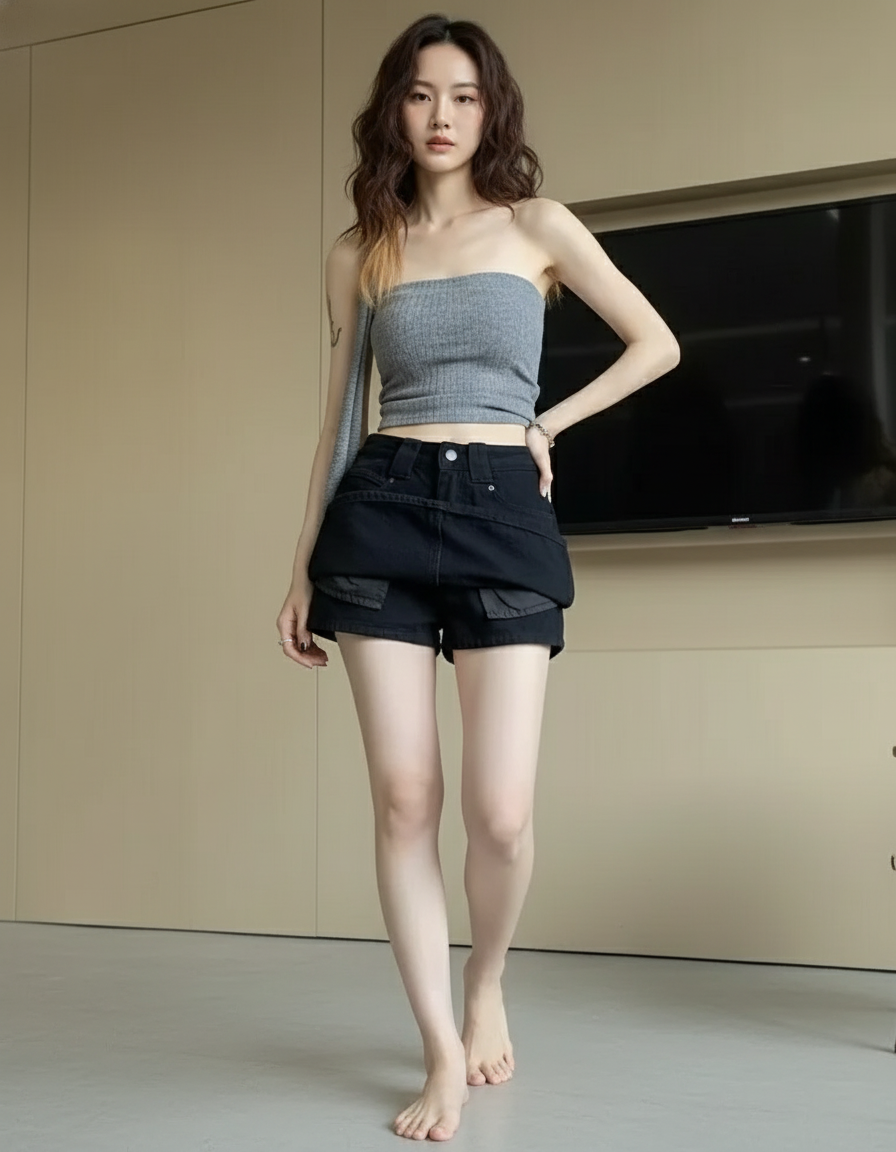 Jupe Short En Jean Noir