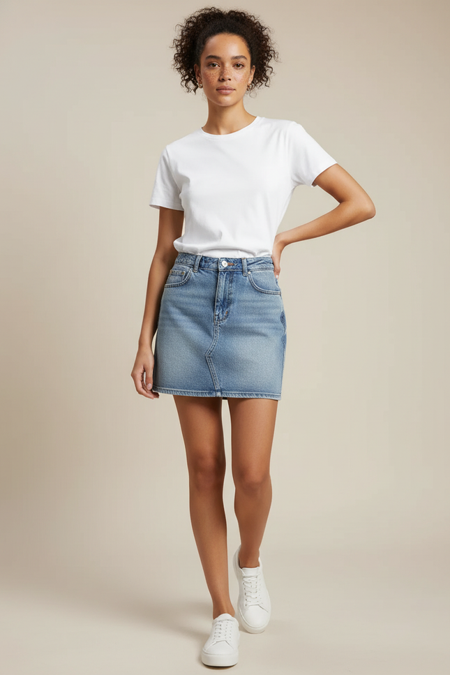 Jupe Jean A-Line Mini Décontractée