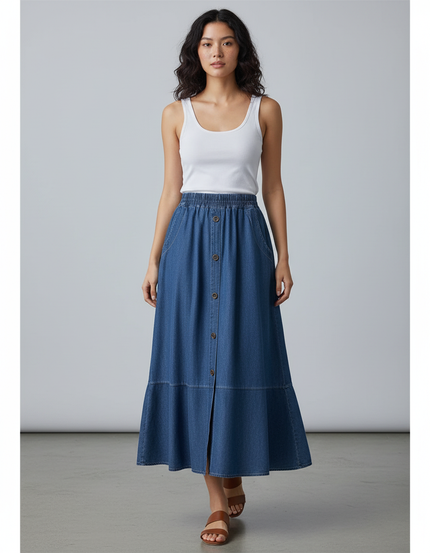 Jupe Jean Longue Évasée Fluide Bohème