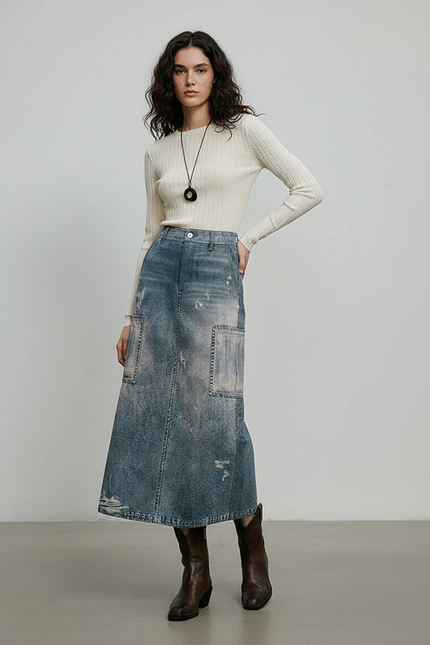 Jupe En Jean Longue Dechire