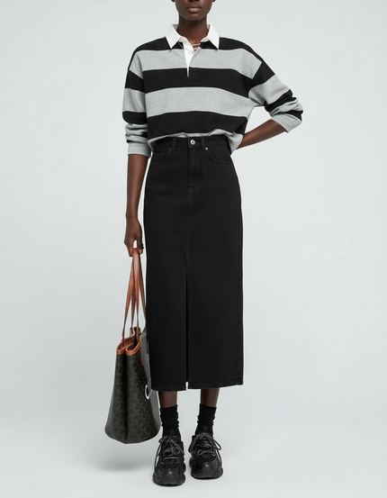 Jupe Jean Noire Fendue Élégante