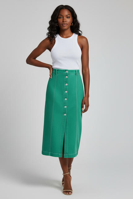 Jupe En Jean Bouton Devant