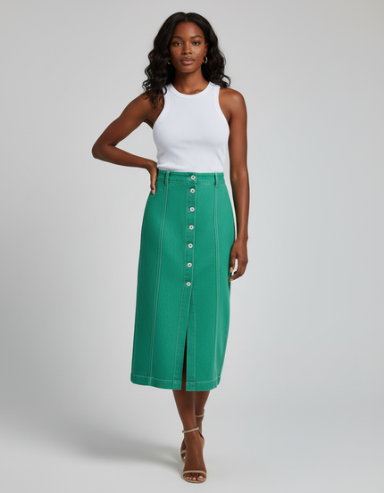 Jupe En Jean Bouton Devant