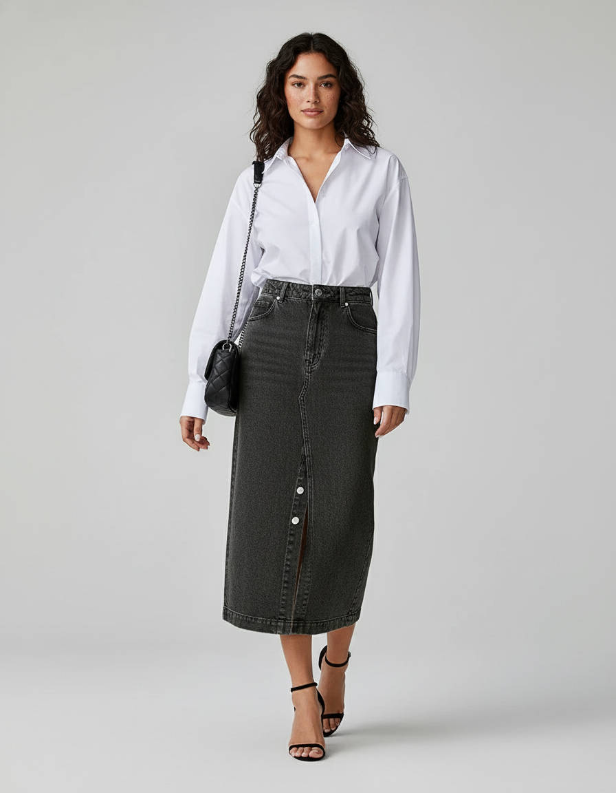 Jupe En Jean Longue Grise