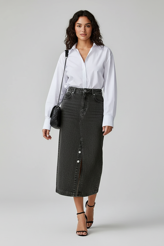 Jupe En Jean Longue Grise