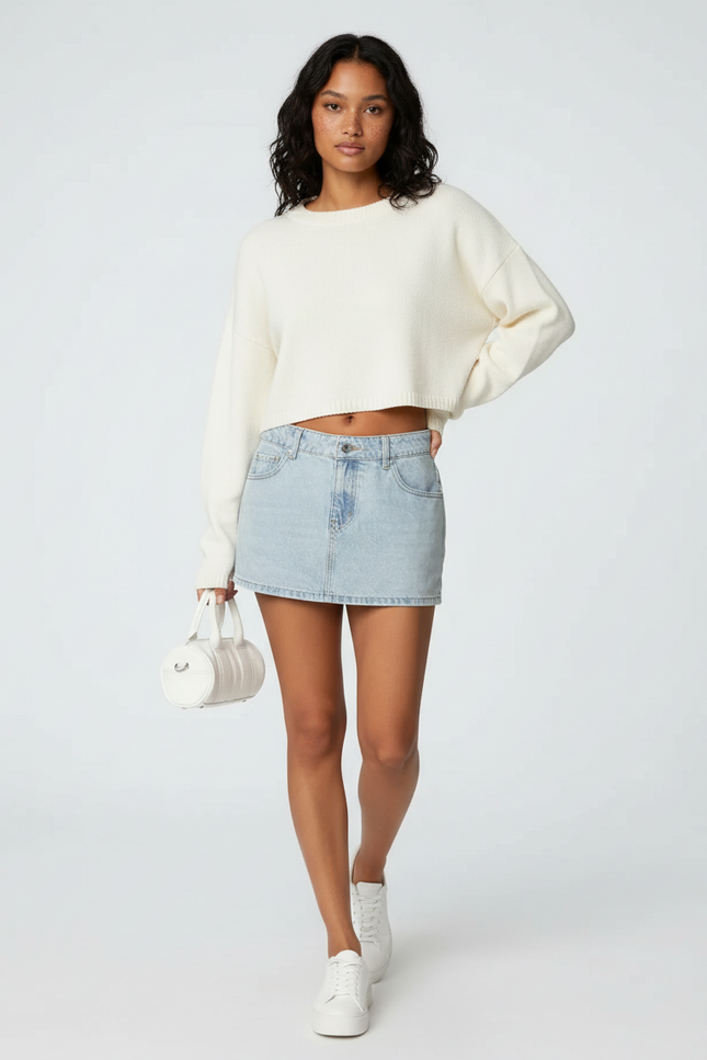 Jupe Jean Bleu Clair Mini Décontractée Jeune