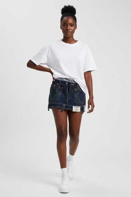 Jupe Jean Mini Déstructurée Décontractée