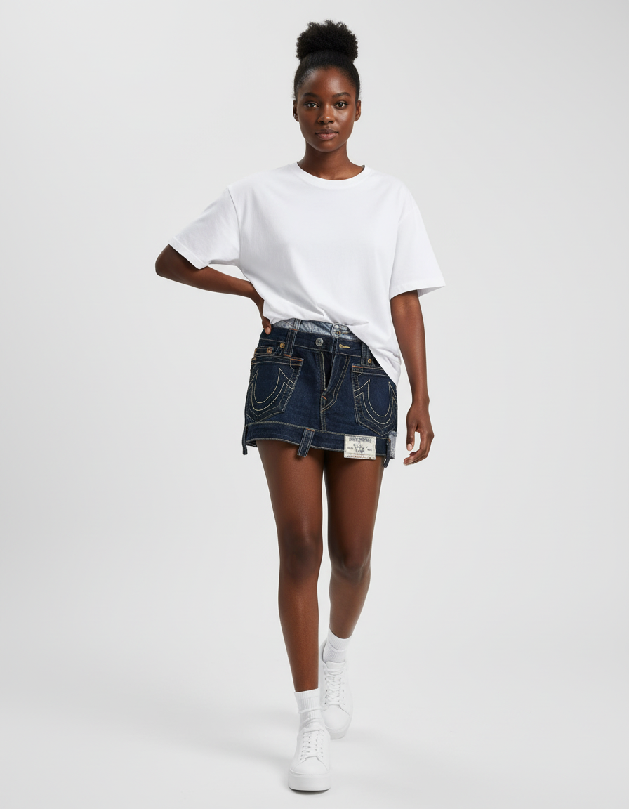 Jupe Jean Mini Déstructurée Décontractée