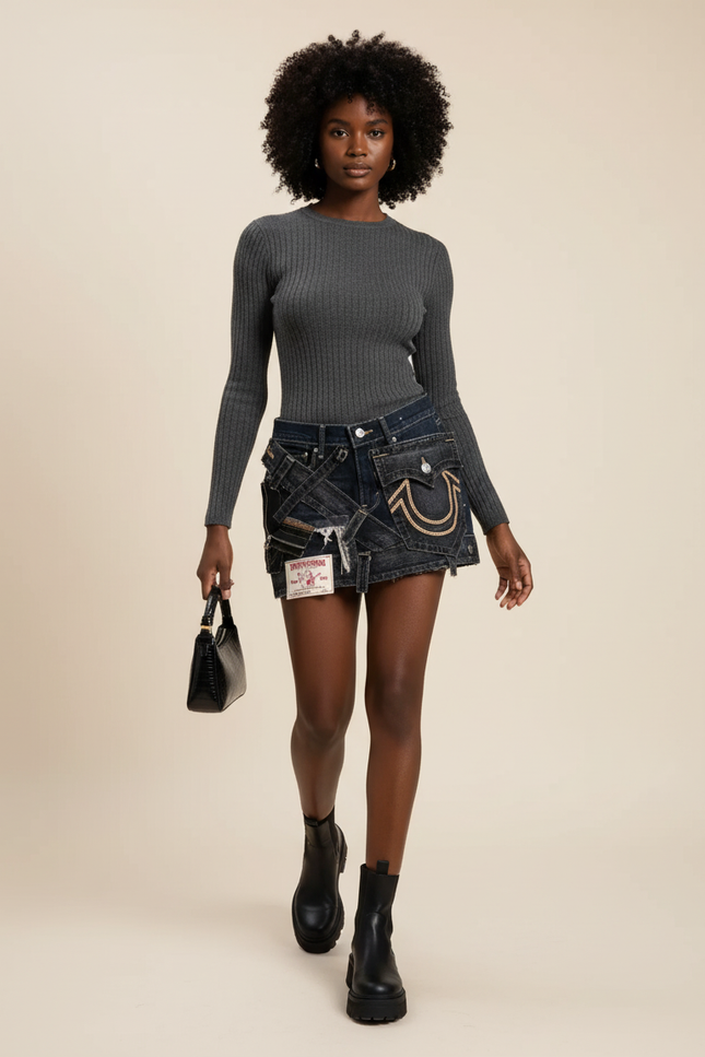 Jupe Jean Patchwork Mini Y2K