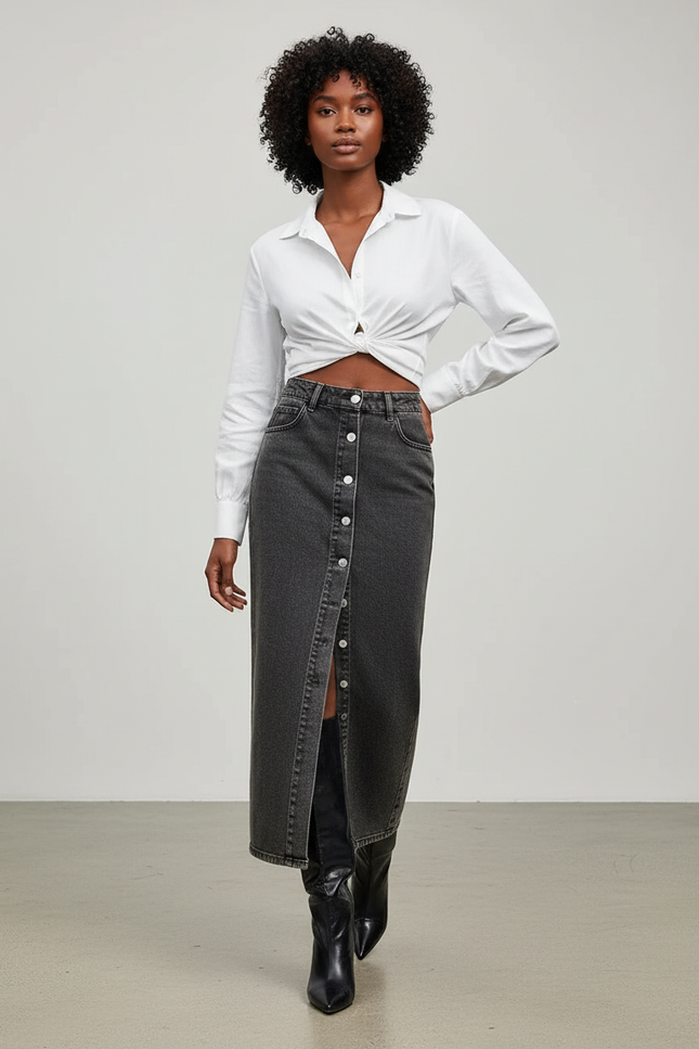 Jupe En Jean Grise Longue