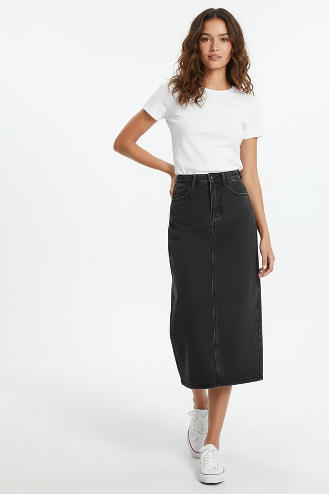 Jupe Jean Noir Longue Chic