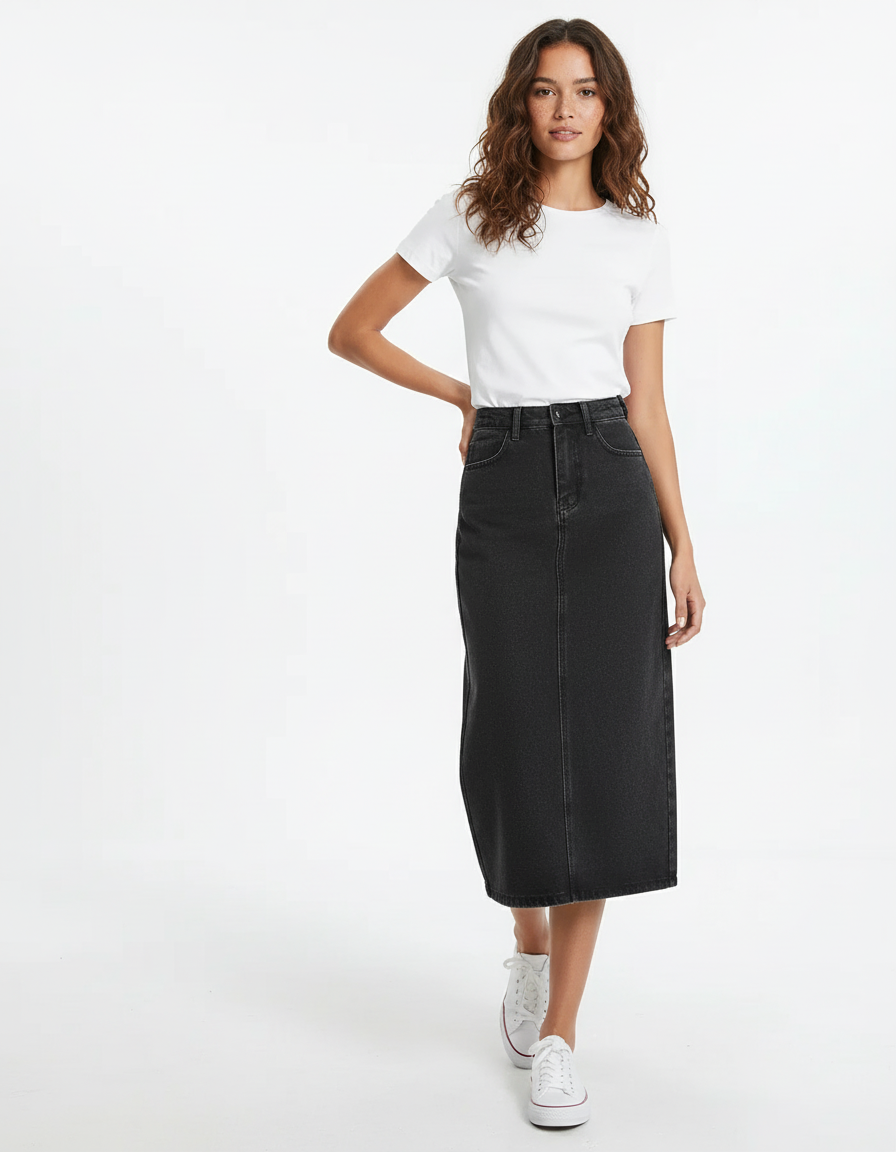 Jupe Jean Noir Longue Chic