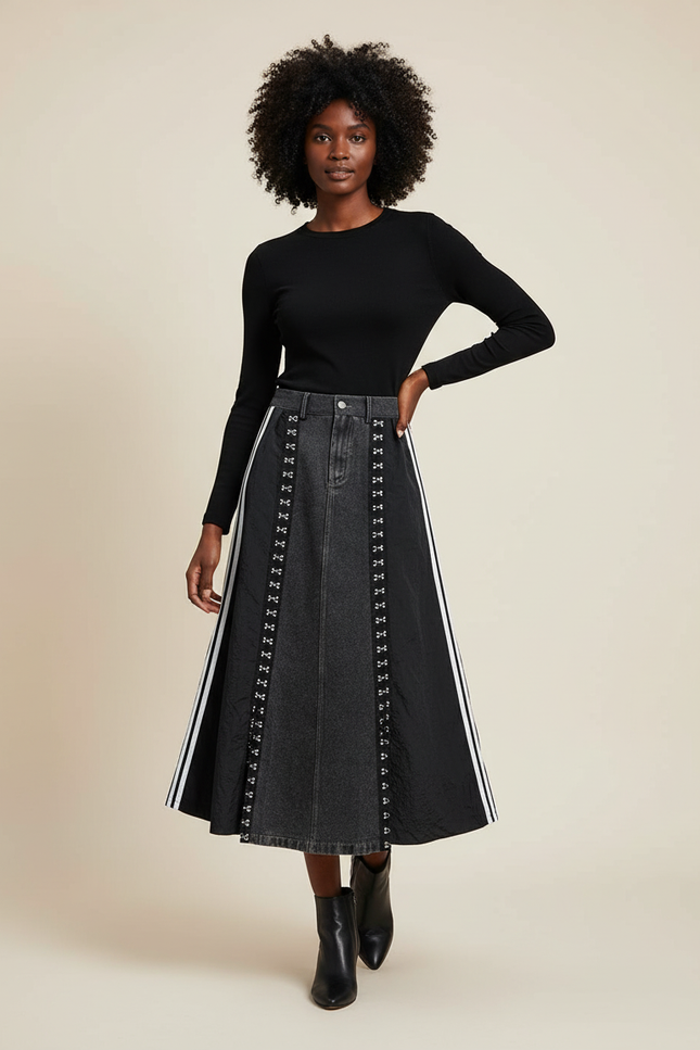 Jupe En Jeans Noir Longue