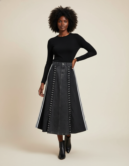 Jupe En Jeans Noir Longue