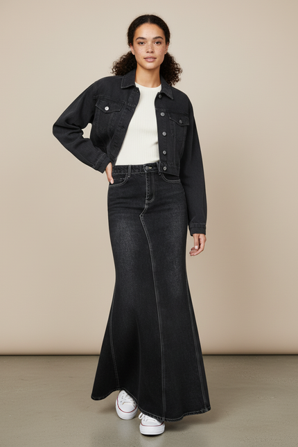 Ensemble Jupe Et Veste En Jean Femme