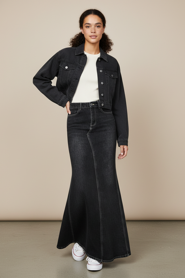 Ensemble Jupe Et Veste En Jean Femme