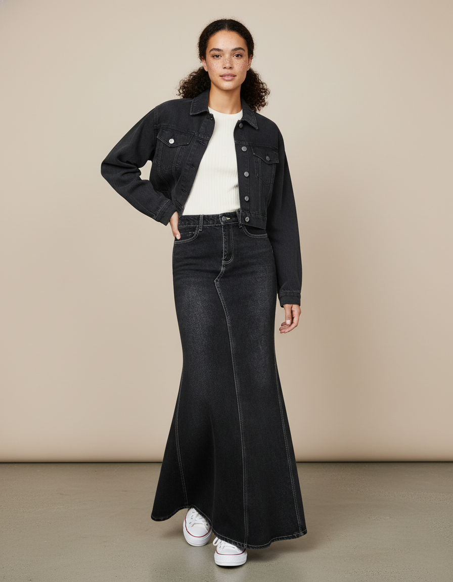 Ensemble Jupe Et Veste En Jean Femme