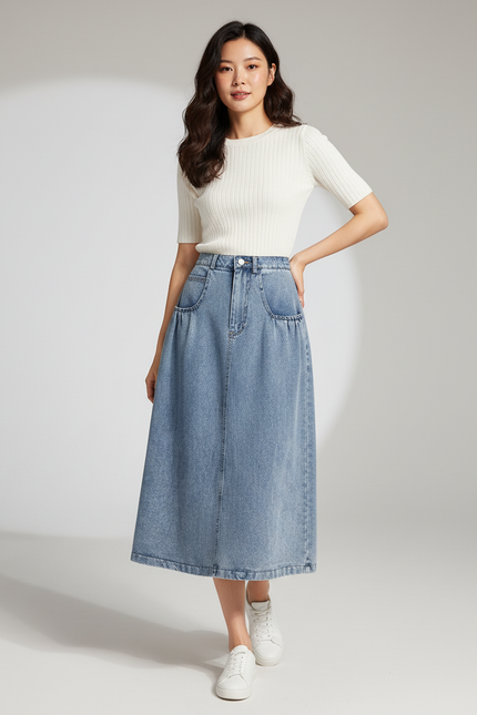 Jupe En Jeans Sans Fente