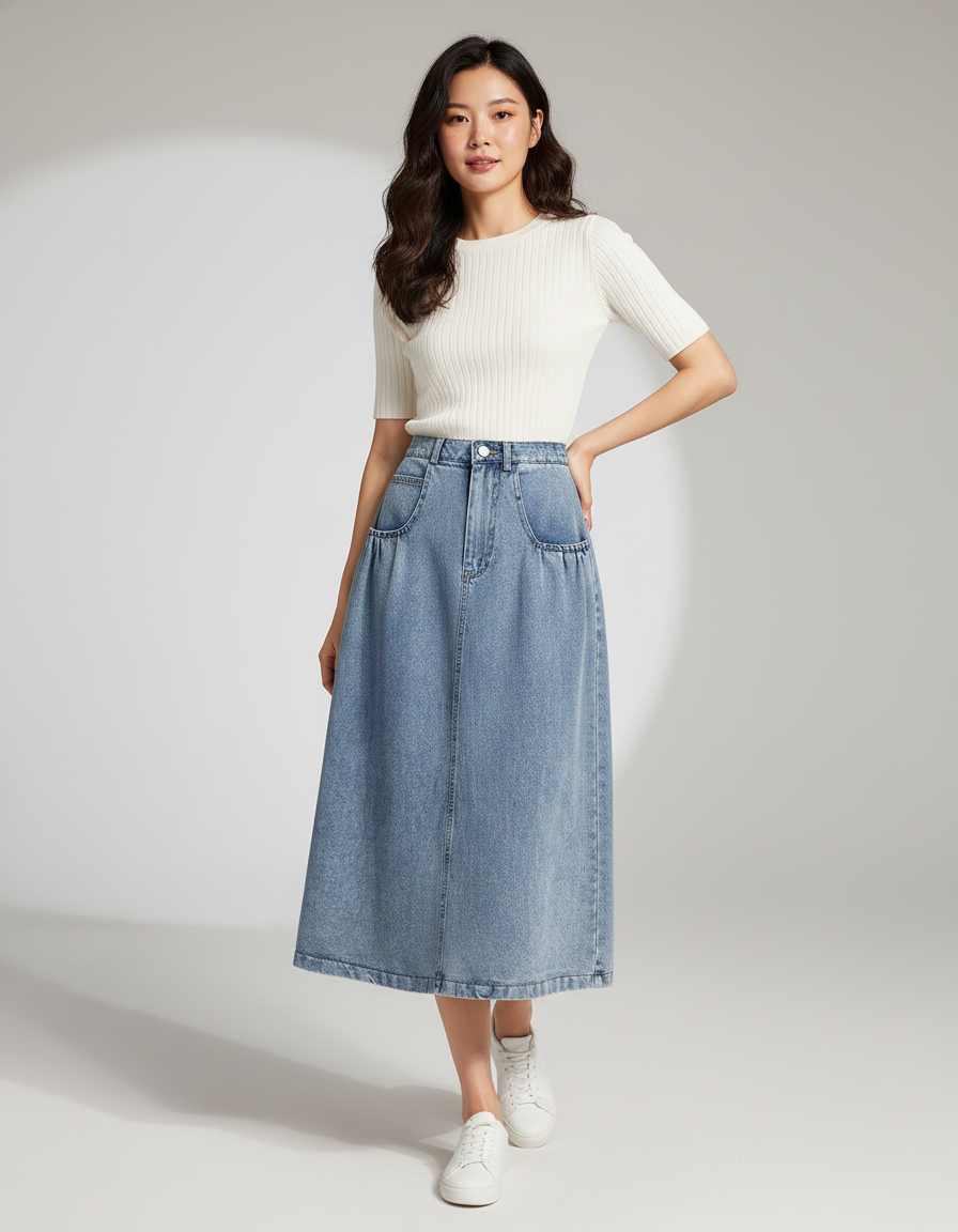 Jupe En Jeans Sans Fente