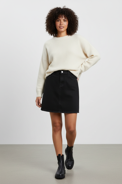 Jupe Jean Noire Mini Décontractée Confortable