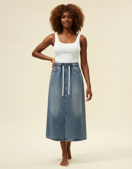 Jupe Jean A-Line Cordon De Serrage Décontractée