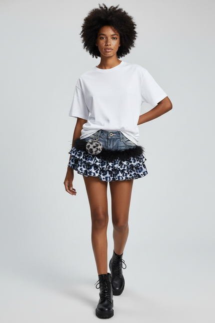 Jupe Jean Mini Imprimée Décontractée