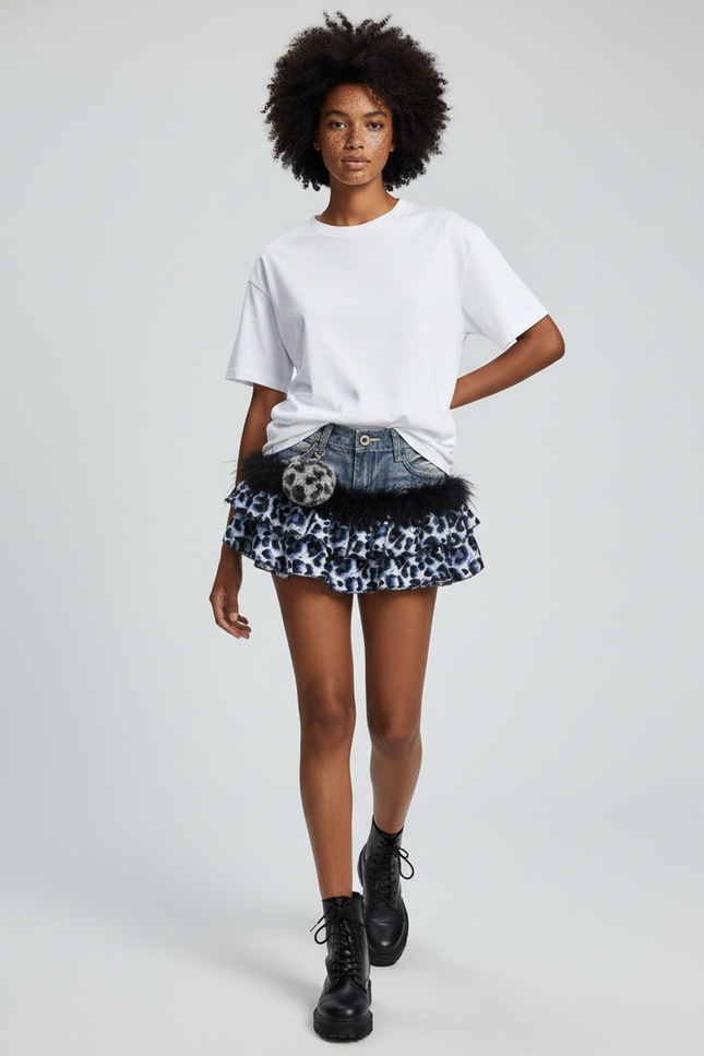 Jupe Jean Mini Imprimée Décontractée