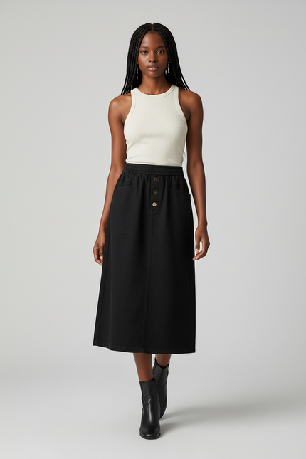 Jupe Jean A-Line Taille Haute Décontractée