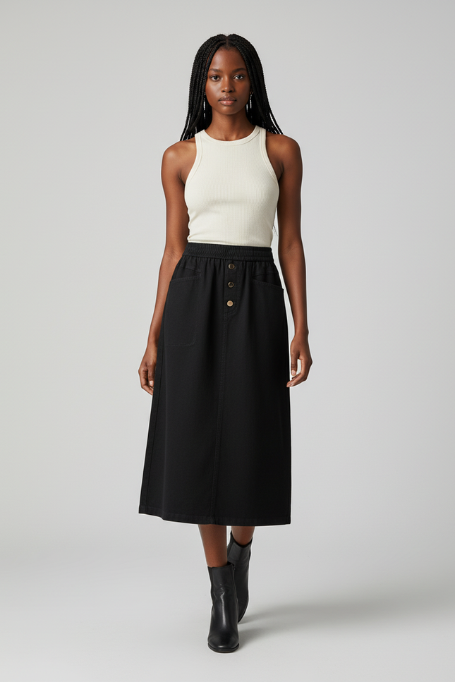 Jupe Jean A-Line Taille Haute Décontractée