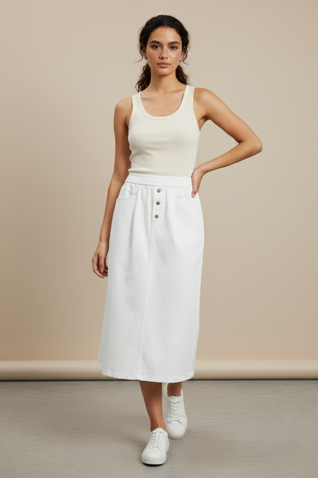 Jupe Jean Blanche Coupe A-Line Décontractée