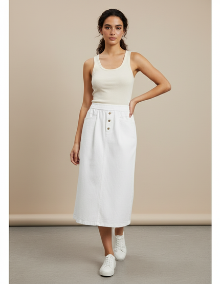 Jupe Jean Blanche Coupe A-Line Décontractée