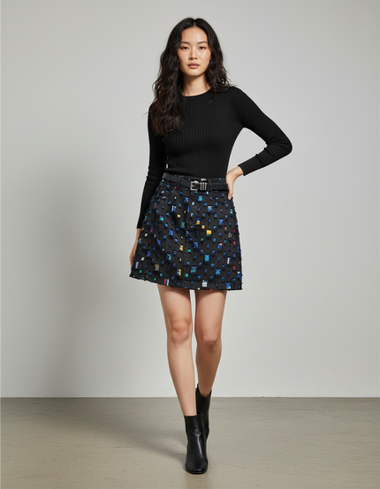 Jupe Jean Imprimée Courte Chic