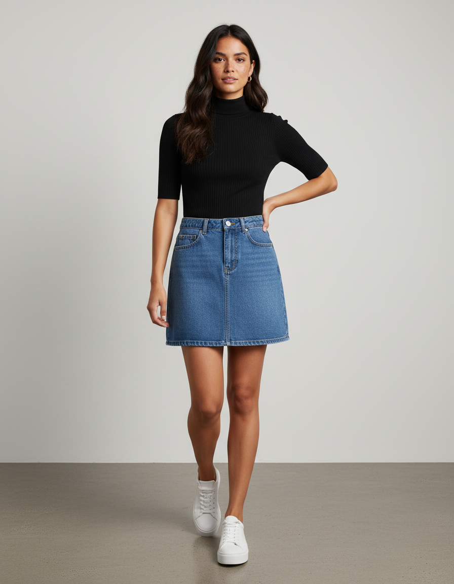 Jupe Jean Mini Bleu Décontractée Streetwear