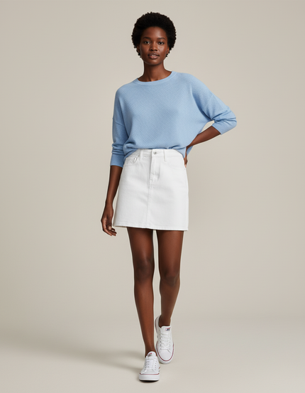 Jupe Jean Blanche Courte Décontractée
