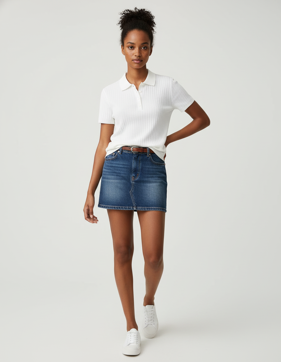 Jupe Jean Délavée Courte Décontractée