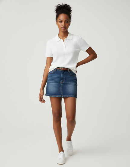 Jupe Jean Délavée Courte Décontractée