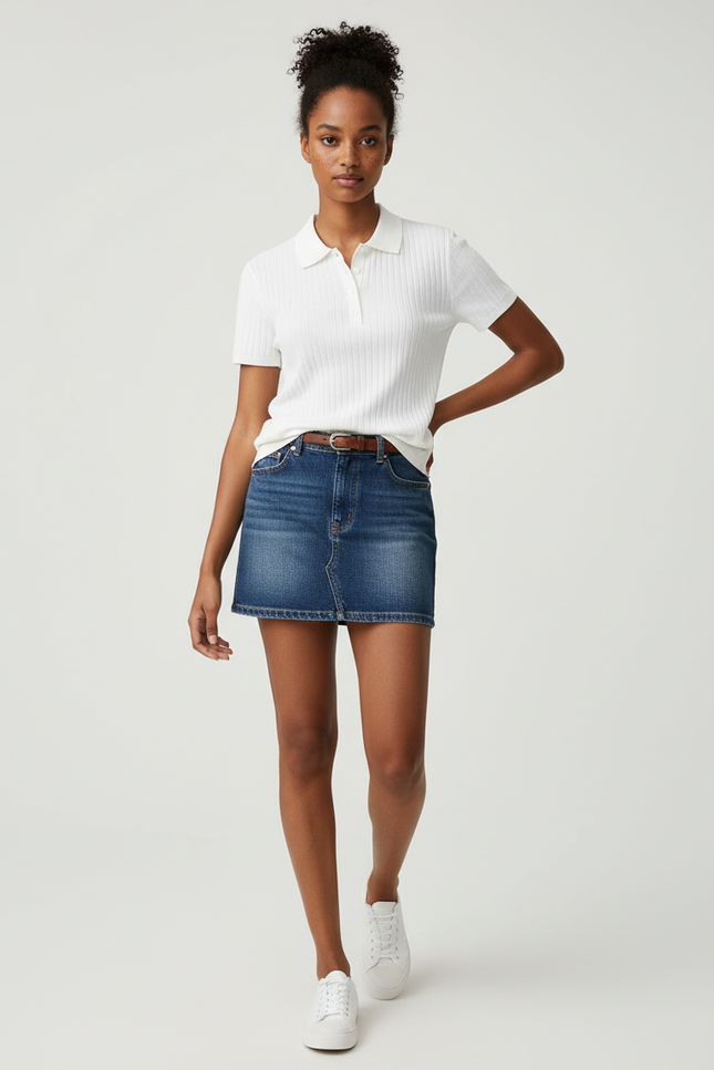 Jupe Jean Délavée Courte Décontractée