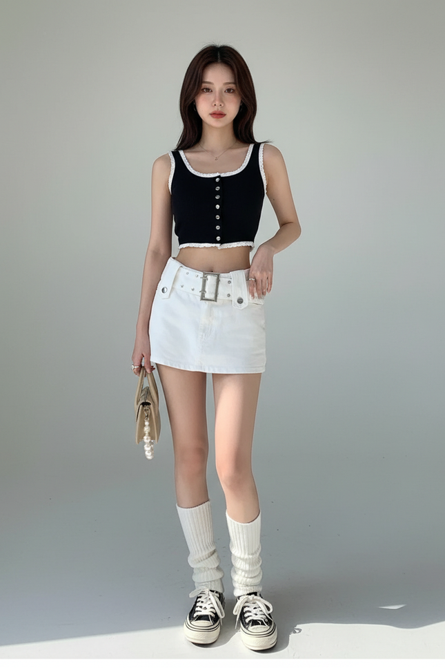 Jupe Jean Blanche Micro Sexy