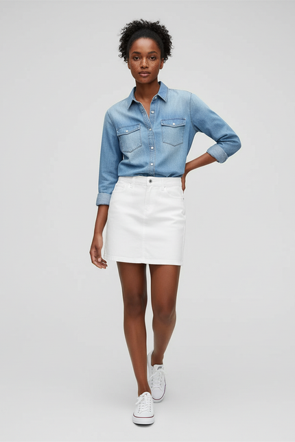 Jupe Jean A-Line Blanche Décontractée